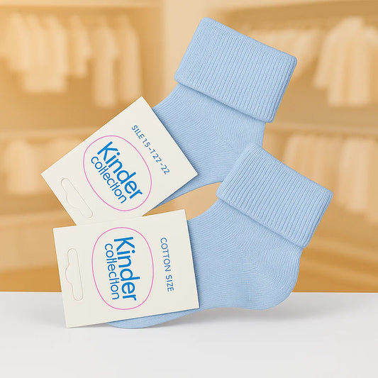 PASTEL DOUBLE ROLL SOCKS - BLUE