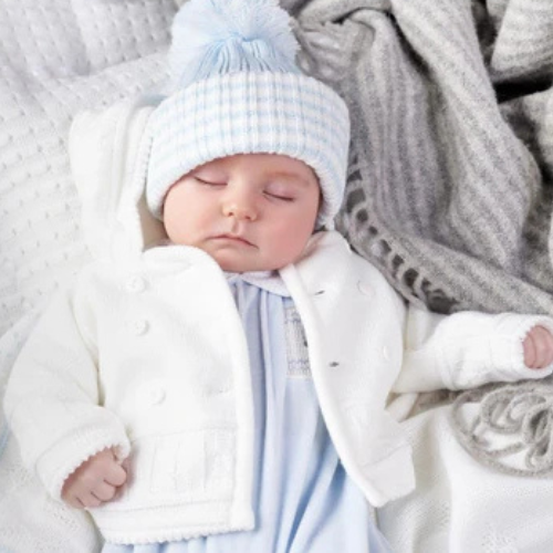 UNISEX WHITE KNITTED BABY JACKET