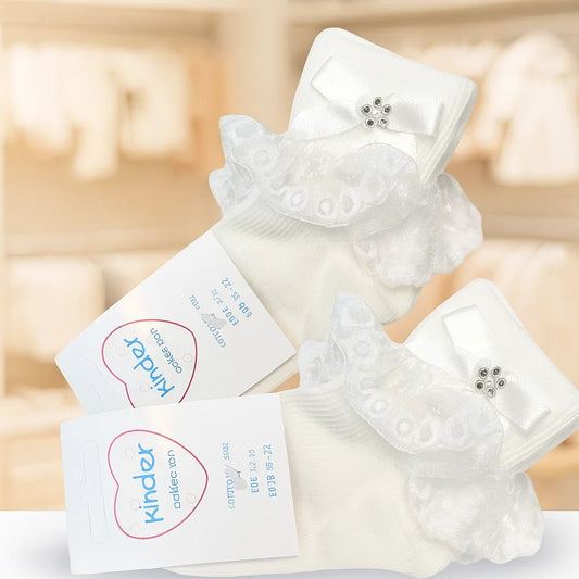 DIAMANTÉ SOCK WITH CHIFFON & NARROW LACE