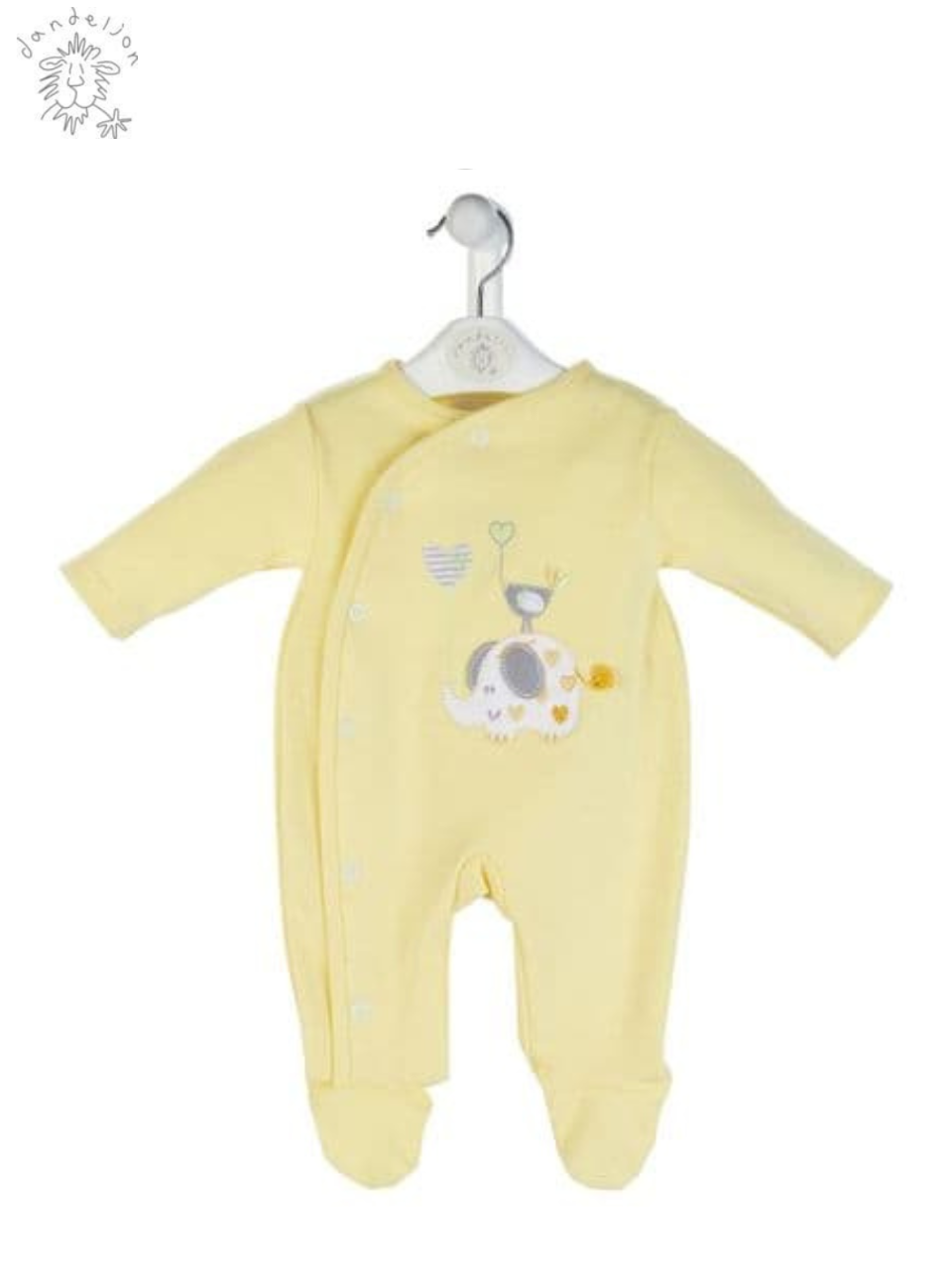 LEMON ELEPHANT COTTON SLEEPSUIT
