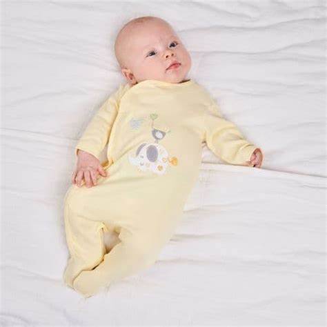 LEMON ELEPHANT COTTON SLEEPSUIT