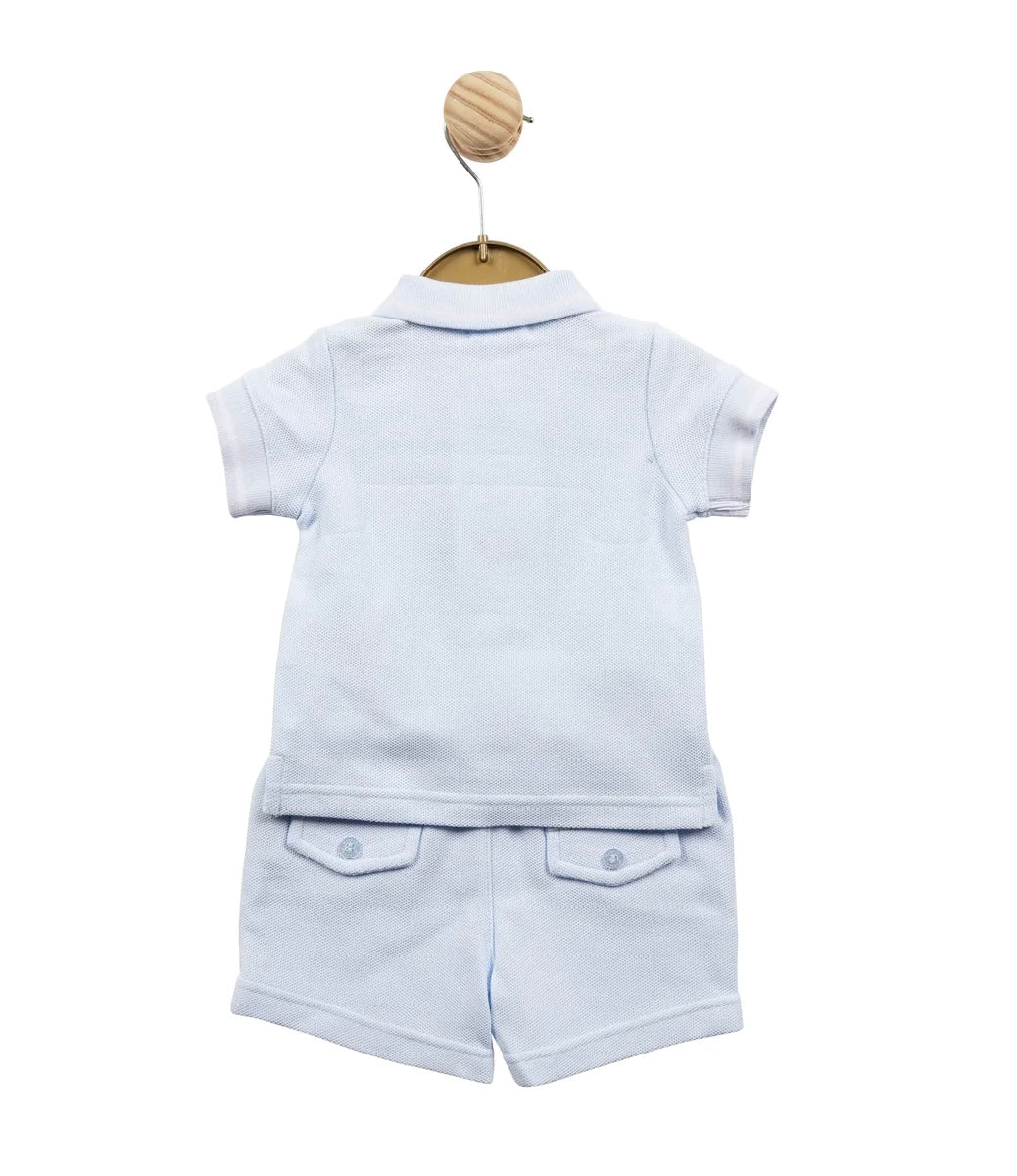 MINTINI PIQUE 'M' TOP & SHORTS SET BLUE