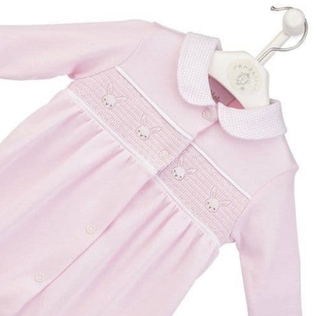 LITTLE BUNNIES SMOCKED SLEEPSUIT
