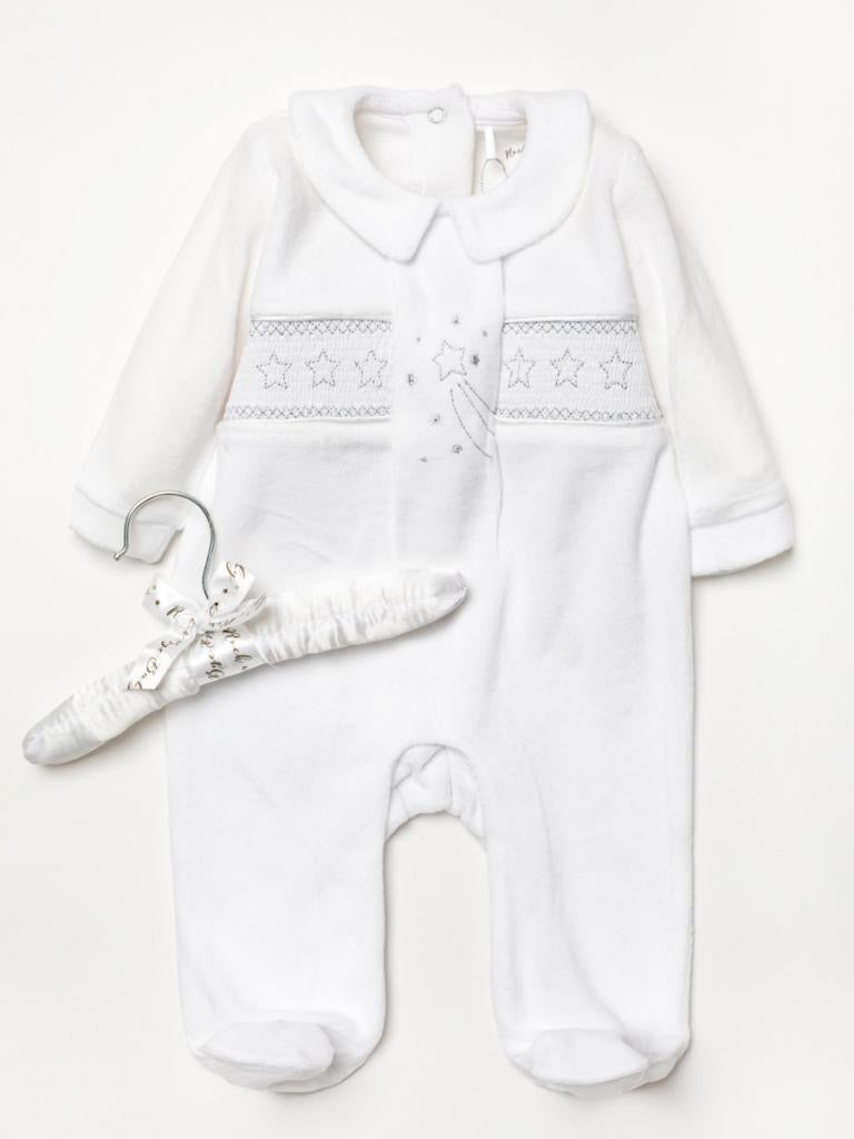 ROCK A BYE BOUTIQUE - SMOCKED STAR ALL IN ONE - WHITE