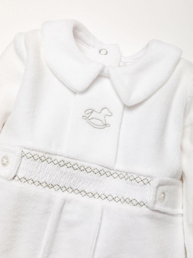 ROCK A BYE BOUTIQUE - SMOCKED ROCKING HORSE ALL IN ONE - WHITE