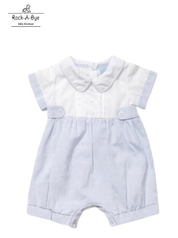 ROCK A BYE BABY - STRIPED ROMPER - WHITE/BLUE