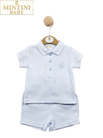 MINTINI PIQUE 'M' TOP & SHORTS SET BLUE