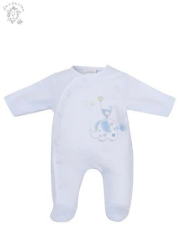 BLUE "ELEPHANT & BIRD WITH BALLOON" SLEEP SUIT