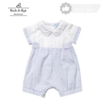 ROCK A BYE BABY - STRIPED ROMPER - WHITE/BLUE