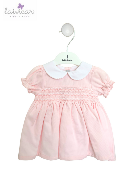 'LAIVICAR' PINK SMOCKED CLASSIC DRESS