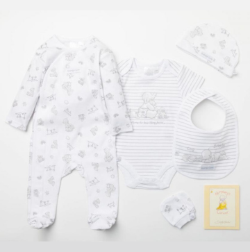 ROCK A BYE BABY "HUMPHREYS CORNER" 5 PIECE SET - WHITE/GREY - WITH BOOK