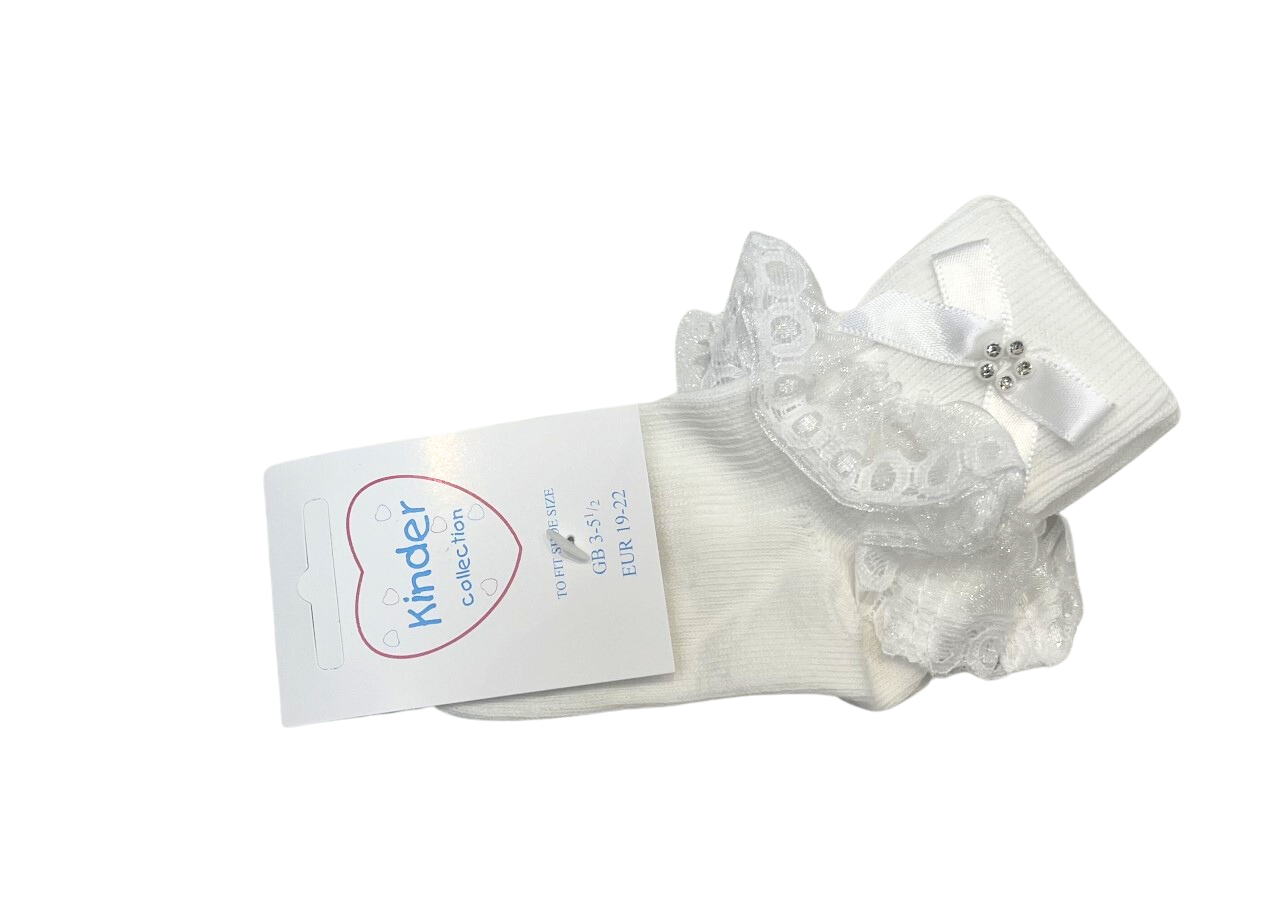 DIAMANTÉ SOCK WITH CHIFFON & NARROW LACE