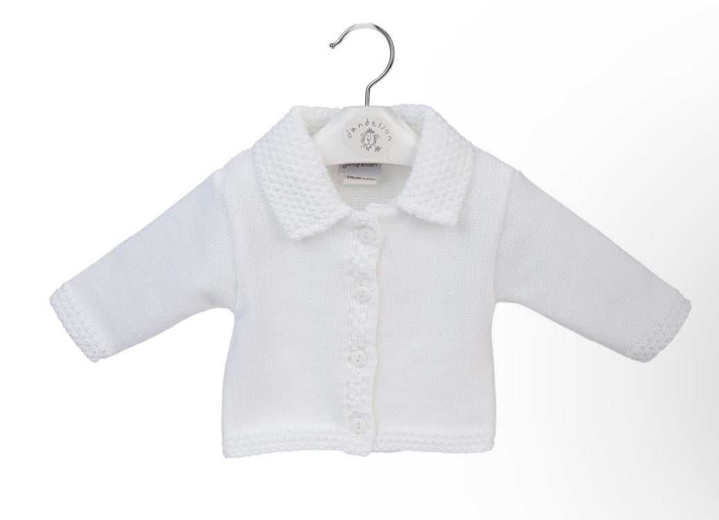 WHITE BUTTON CARDIGAN WITH COLLAR
