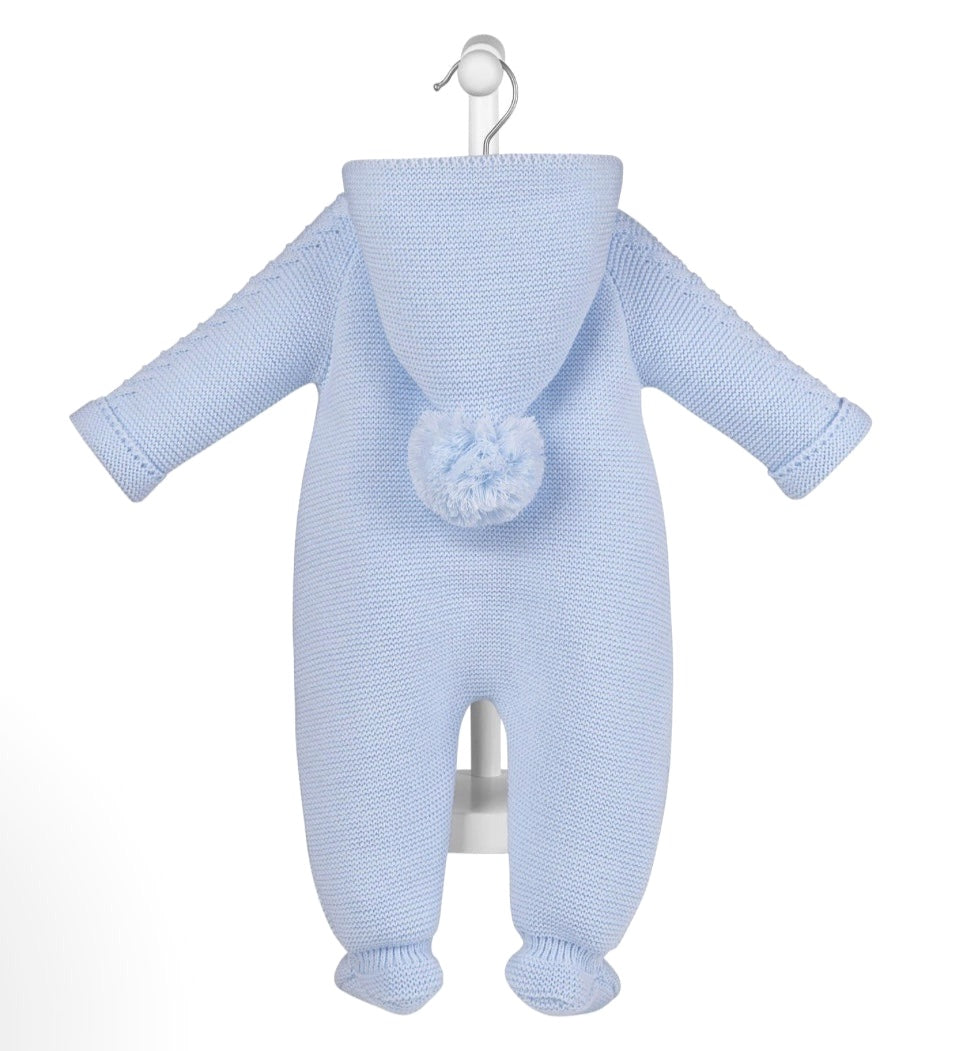 BLUE CABLE KNITTED PRAM SUIT