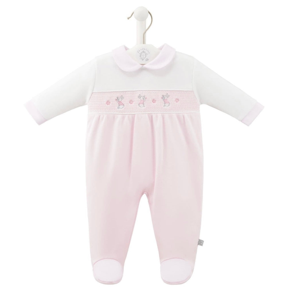 RABBIT & STAR SMOCKED SLEEPSUIT