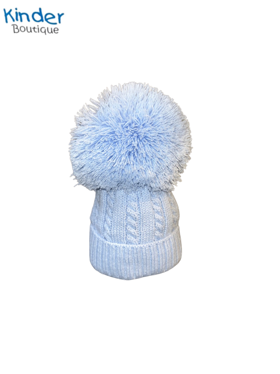 BLUE KINDER BABY CABLE KNIT POM HAT