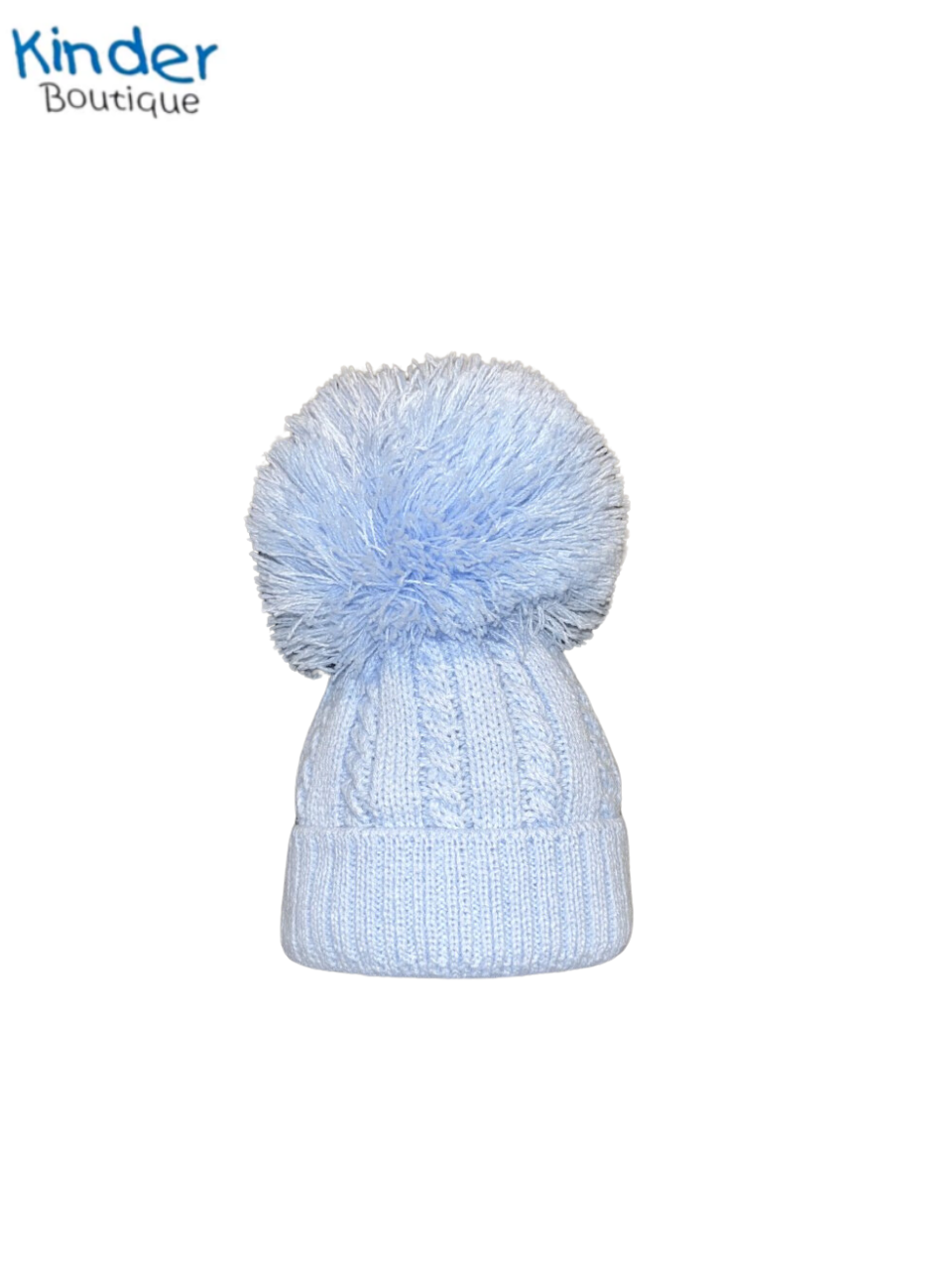 BLUE KINDER BABY CABLE KNIT POM HAT