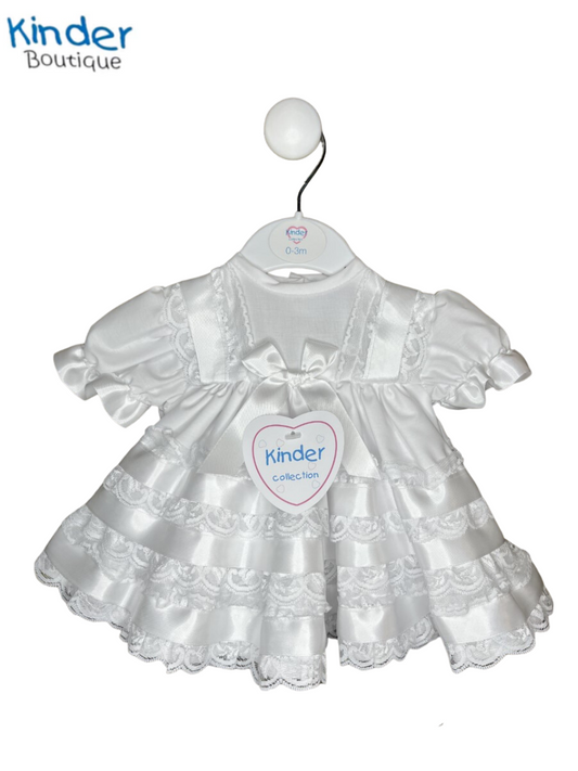 BABY GIRL WHITE THREE FRILL PUFFBALL DRESS