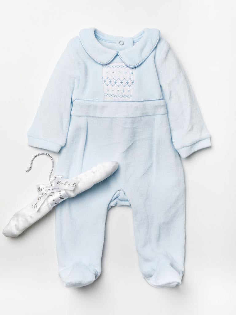 ROCK A BYE BOUTIQUE - SMOCKED VELOUR ALL IN ONE - BLUE