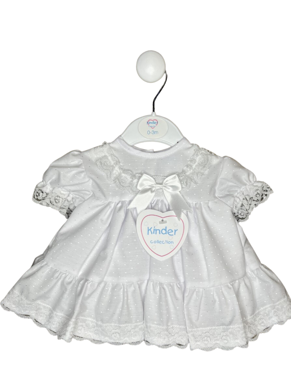 DOBBY SPOT DRESS WITH LACE TRIM