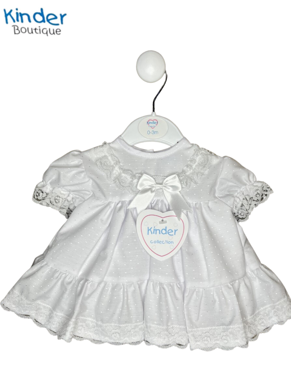 DOBBY SPOT DRESS WITH LACE TRIM