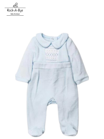 ROCK A BYE BOUTIQUE - SMOCKED VELOUR ALL IN ONE - BLUE