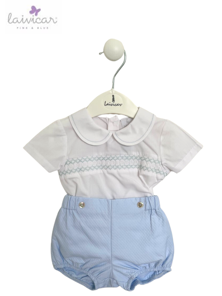 'LAIVICAR' SMOCKED SHIRT WITH WAFFLE FABRIC PANTS