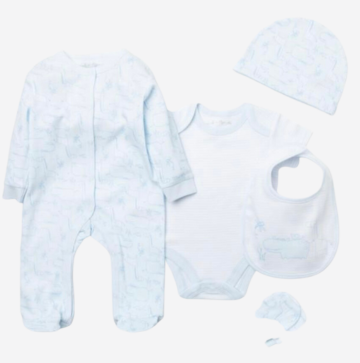 ROCK A BYE BOUTIQUE "HIPPO" FIVE PIECE LAYETTE SET