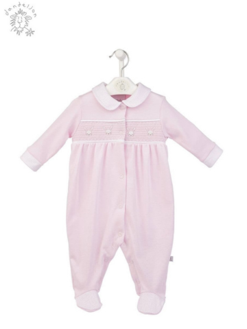 LITTLE BUNNIES SMOCKED SLEEPSUIT