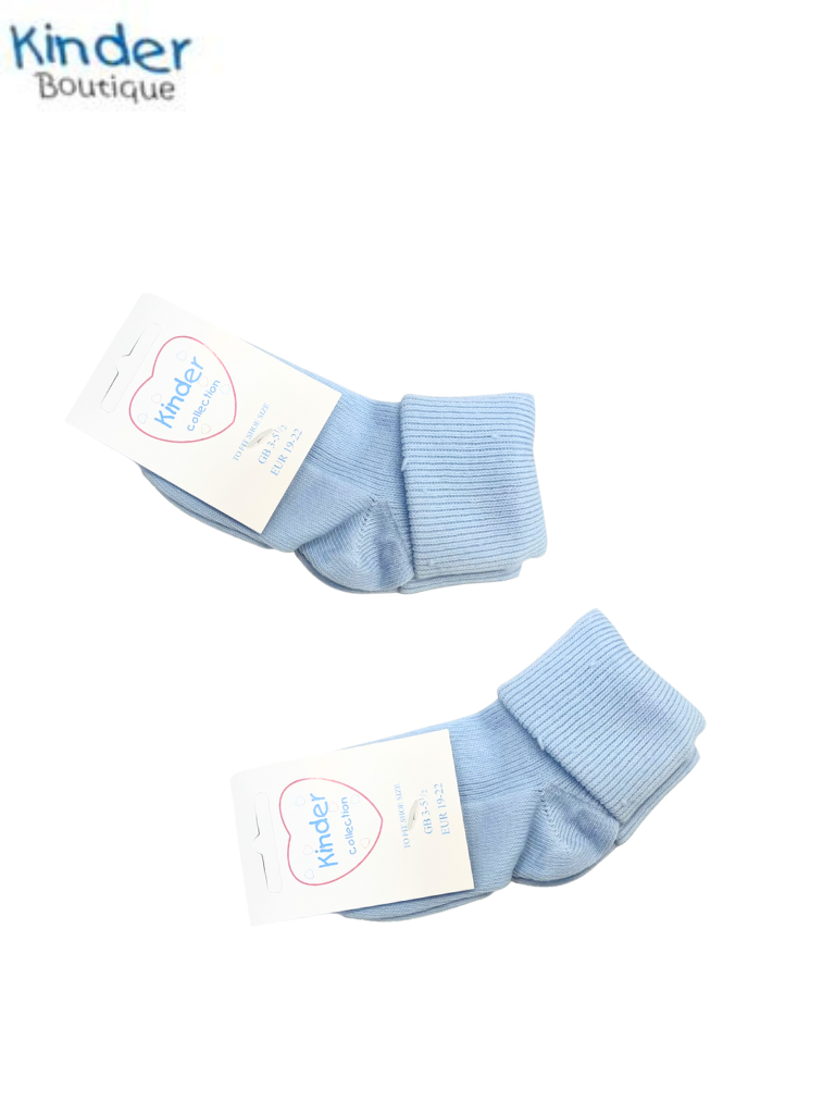 PASTEL DOUBLE ROLL SOCKS - BLUE