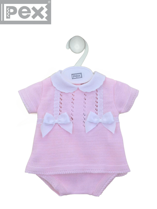 PINK BOW KNIT JAM PANT SET