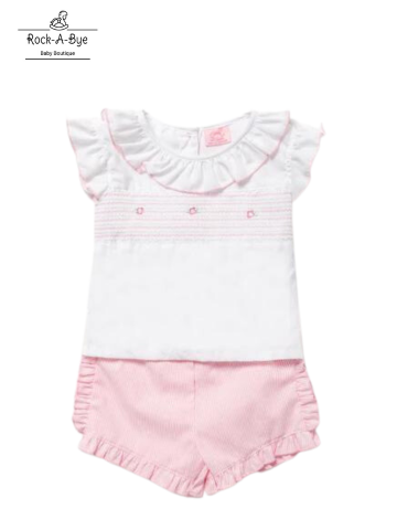 ROCK A BYE BABY - STRIPE SMOCKED SHORT SET