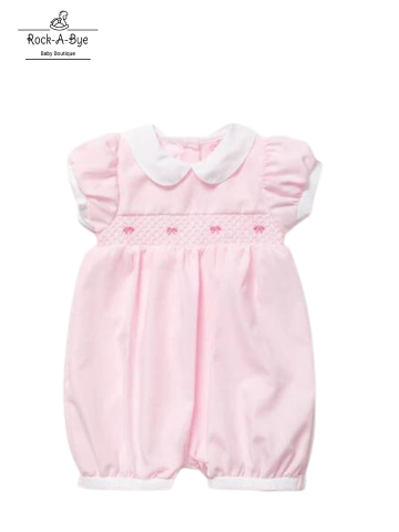 ROCK A BYE BABY - PINK BOW SMOCKED ROMPER