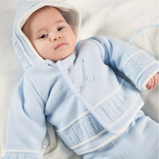 BLUE KNITTED BABY JACKET
