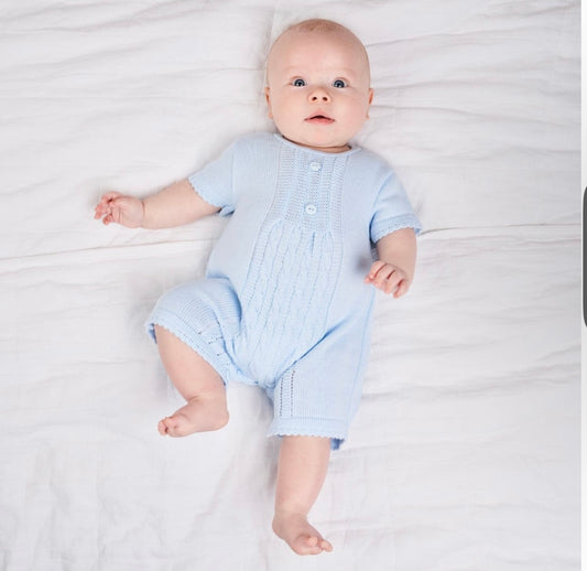 BLUE BABY KNITTED ROMPER