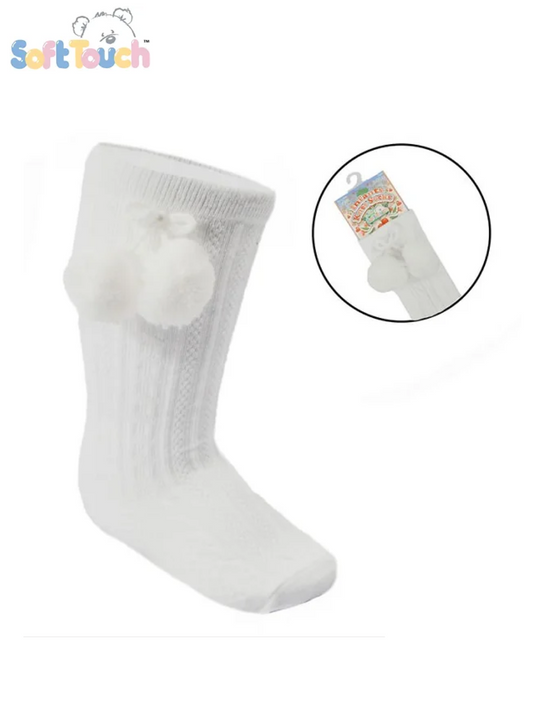 WHITE ELEGANCE POM POM SOCK